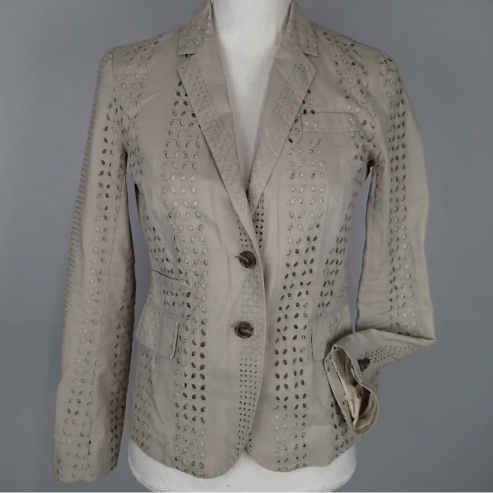 J.Crew schoolboy blazer -Eyelet Taupe Beige Cotton